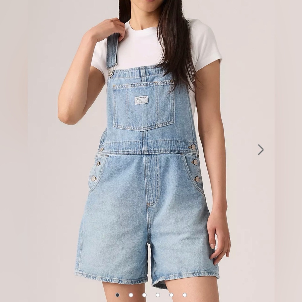 Levi's Women’s Light Blue Denim Short Overalls Large